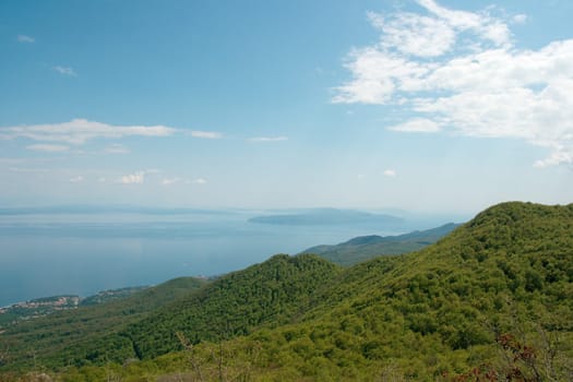 Mountain landscape above the sea