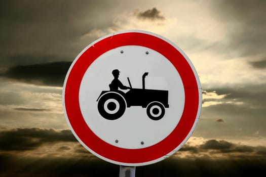 Traffic sign prohibiting tractors