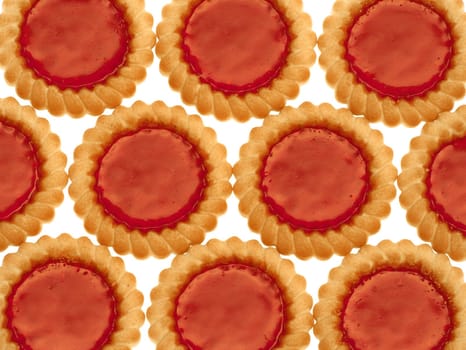 Crispy cookies with marmalade on a white background