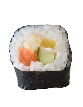 Roll of sushi isolated on white
