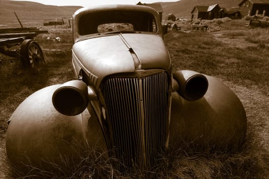Old deserted car in Bodie Ghost Town, California