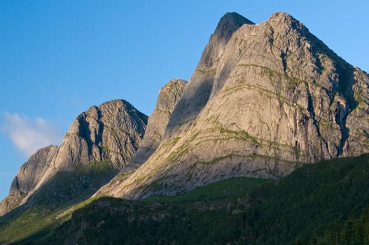 Mountains along coastal highway in Norway
