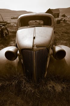 Old deserted car in Bodie Ghost Town, California