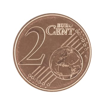 Uncirculated 2 eurocent isolated in white