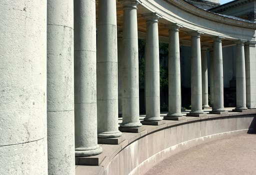 Long colonnade of the old palace in Moscow