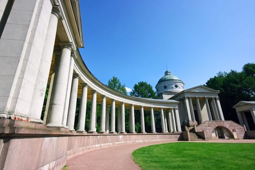 Russian palace with colonnade in Arkhangelskoe