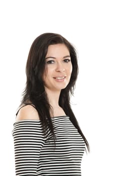 Portrait of an attractive young woman isolated on white background.