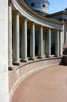 Colonnade in architectural complex in Moscow, Russia