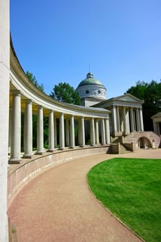 Colonnade in architectural complex in Moscow, Russia