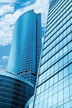 Modern skyscrapers business centre in Moscow, Russia. Tint Blue