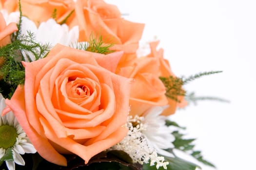 Beautiful wedding decoration with orange roses