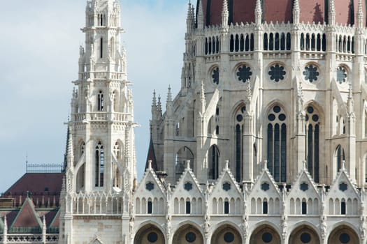 Architectural detail of the hungarian parliament building in Budapest