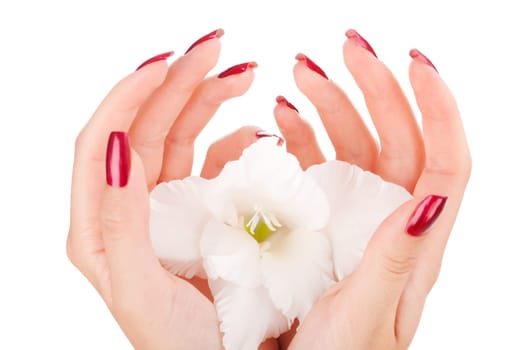 Closeup image of beautiful nails and woman fingers