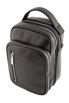 The black small mens bag isolated