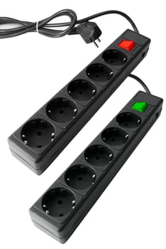 Electrical power strip in isolated on white backgound