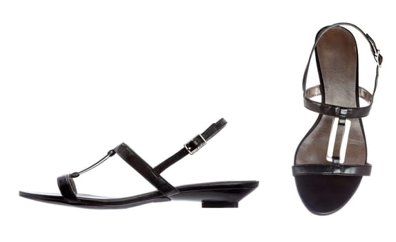A pair of lady shoes isolated on white background. Shallow depth of field