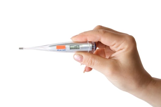 thermometer for measure the fever in woman hand