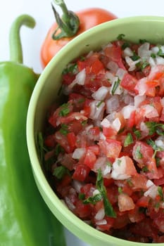 chopped tomatoes, onions, peppers and cilantro