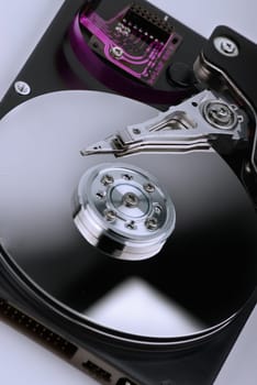 Hard disk on a soft blue background.