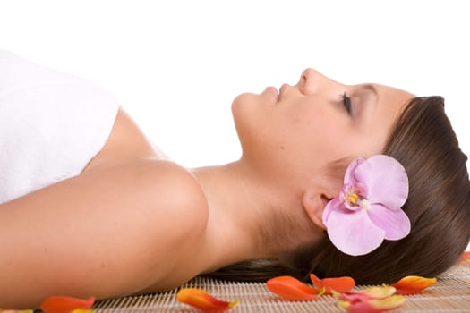 young woman relaxing in massage