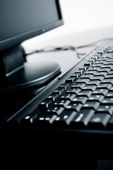Desktop computer wit mouse and keyboard and monitor