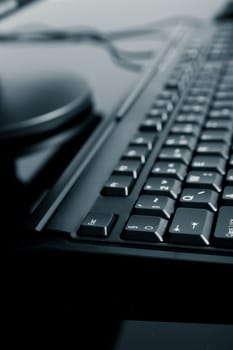 Desktop computer wit mouse and keyboard and monitor