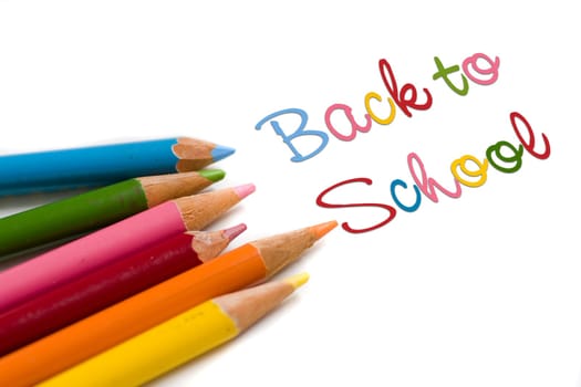 Set of color pencils with back to school text, concept special sale or deal