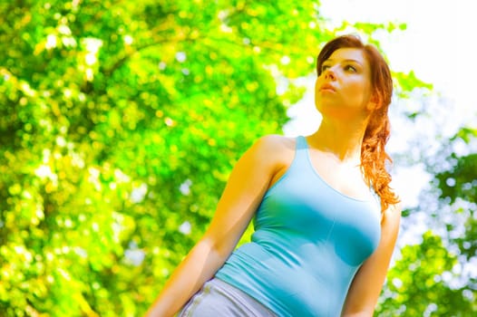 Young woman exercising, from a complete series of photos.