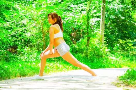 Woman runner exercising, from a complete series of photos.