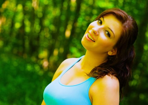 Young woman exercising, from a complete series of photos.