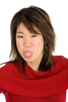 Asian teenager with some attitude on white background