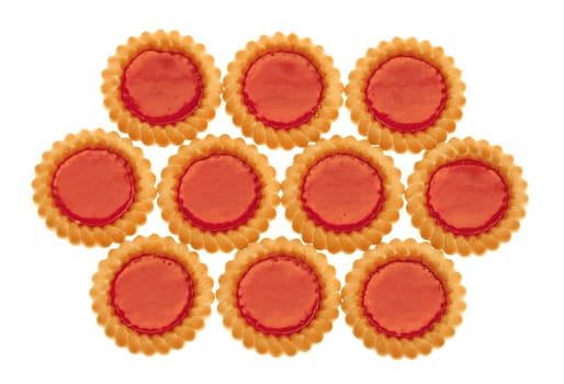 Crispy cookies with marmalade on a white background