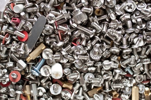 Computer Bolts and Nuts assorted close up