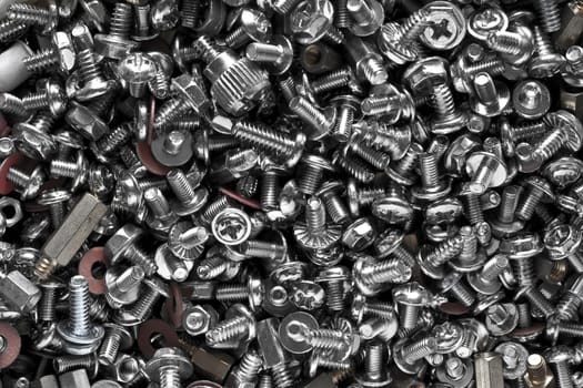 Computer Bolts and Nuts assorted close up