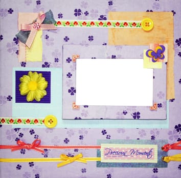 a hand crafted colorful scrapbook photo frame