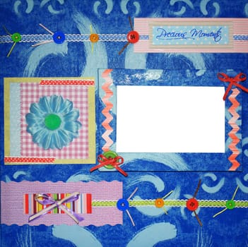 a hand crafted colorful scrapbook photo frame