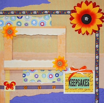 a hand crafted colorful scrapbook photo frame
