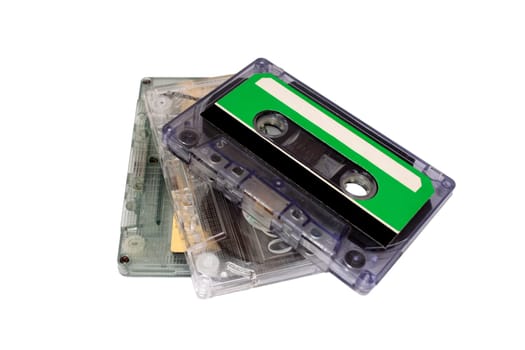Three Compact Cassette isolated on white.