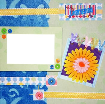 a hand crafted colorful scrapbook photo frame