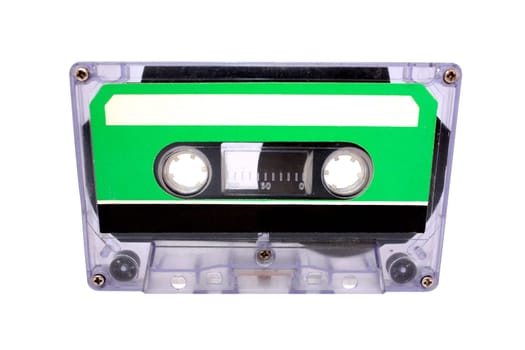 Compact Cassette isolated on white. Front view