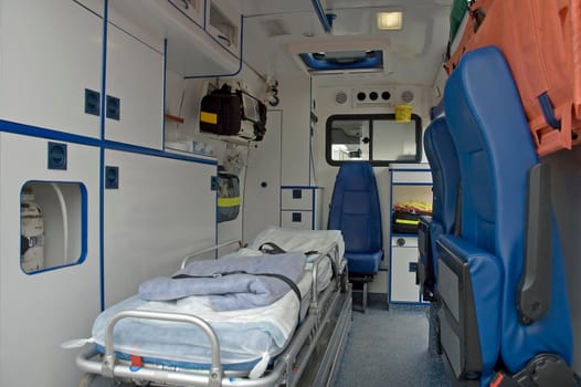 ambulance car interior photo with no people.