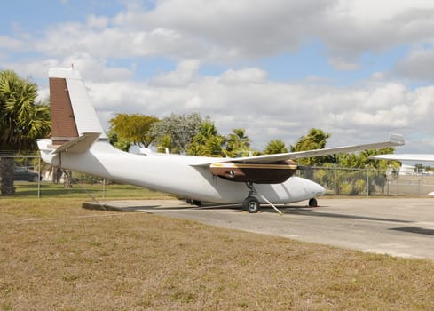 Vintage turboprop airplane parked on the ground