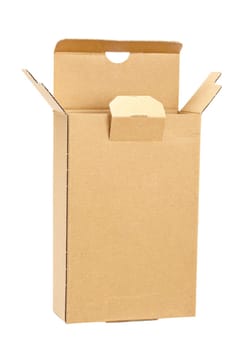 Opened cardboard box,  isolated on white background
