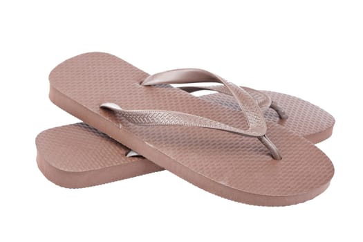 A pair of flipflops or beach sandals isolated on white background