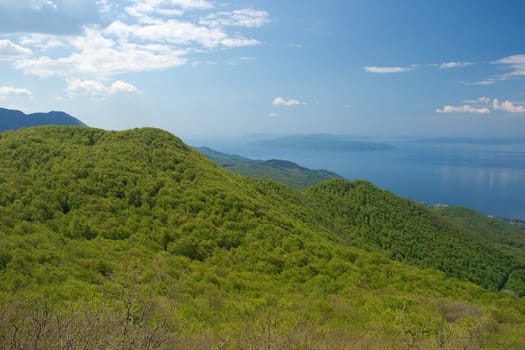Mountain range on the coast of the sea in Croatia