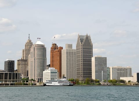Waterfront view of Detroit, Michigan downtown