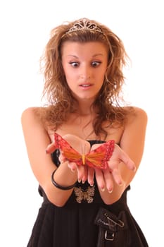 Young sexy woman with butterfly