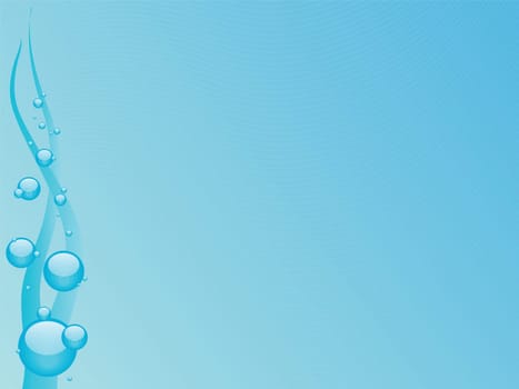 Blue bubbles and waving wisps against a paler gradient background.