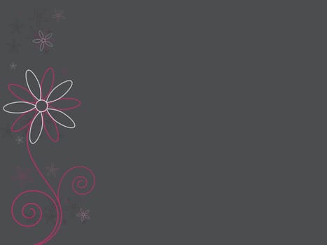 Pink dotted abstract flowers against a dark gray background.