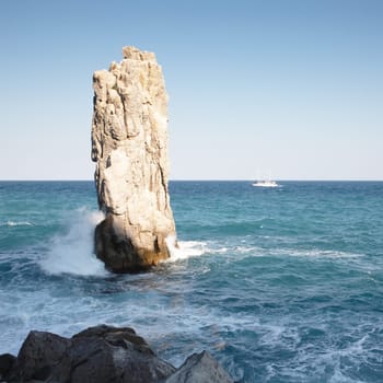 The rock in the Black sea (Crimea). The name of this rock - The Sail.